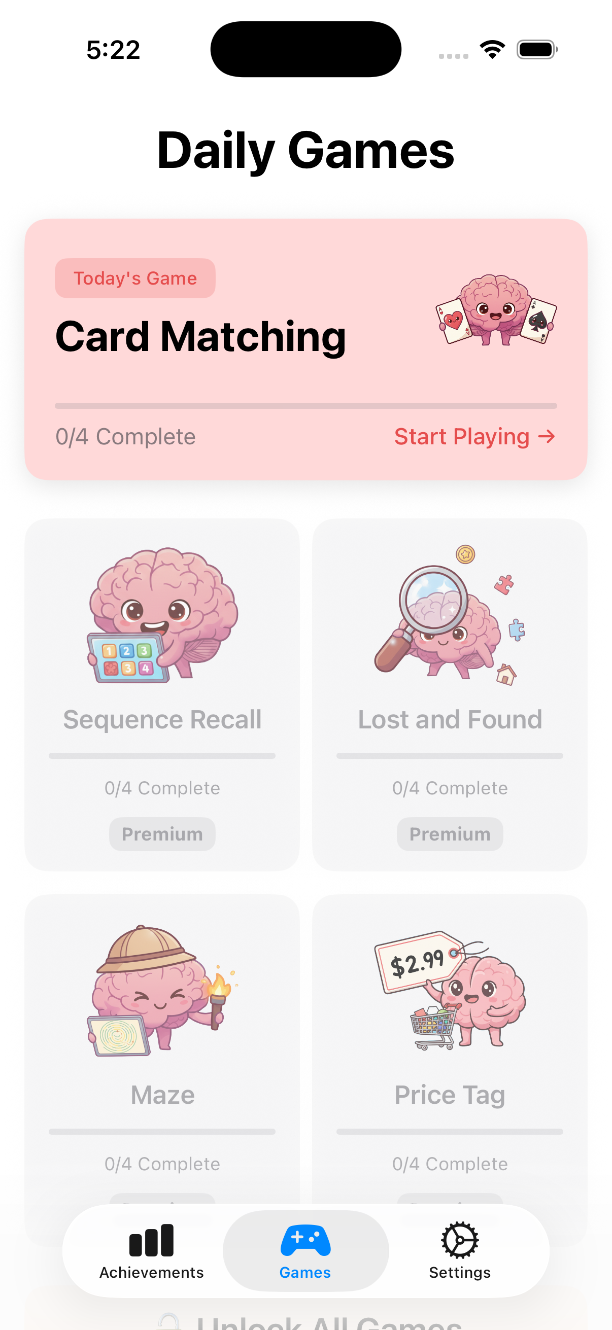 The Daily Brain App Interface